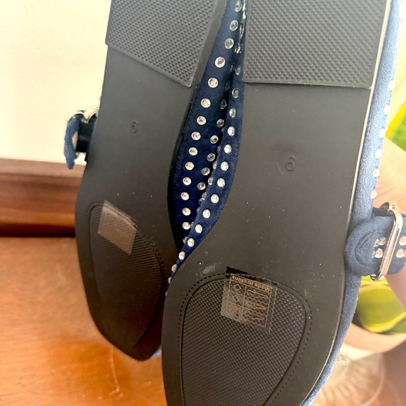 Blue Rhinestone Studded Mary Jane Ballet Flats Shoes NEW Women Size 9 NWOB - Picture 5 of 7